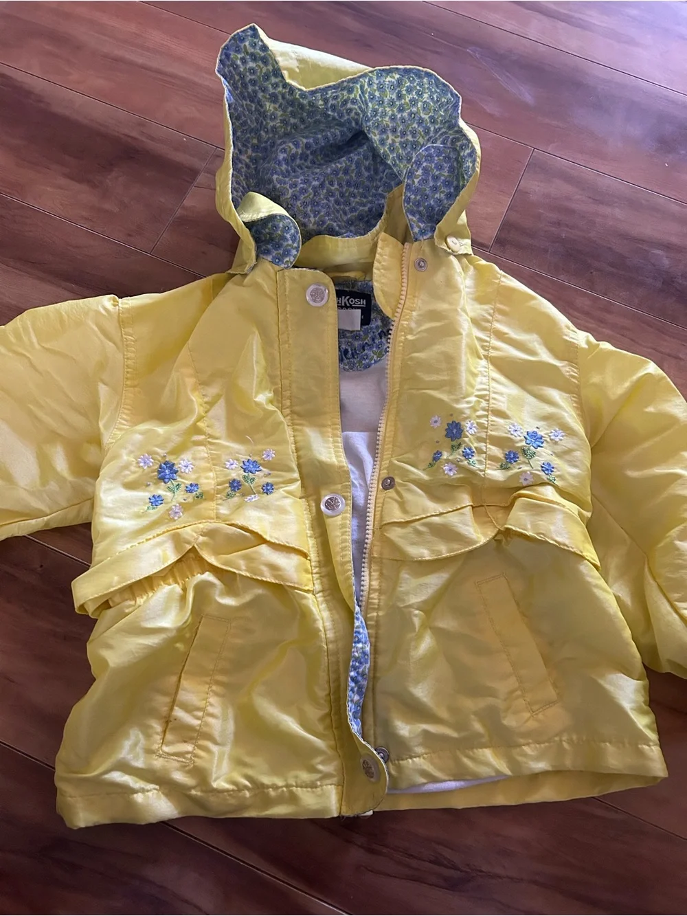 OshKosh B'gosh Sunny Yellow Hooded Floral Rain Jacket